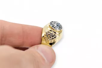 14K жълто злато Циркон Пръстен Винтидж vrc078y